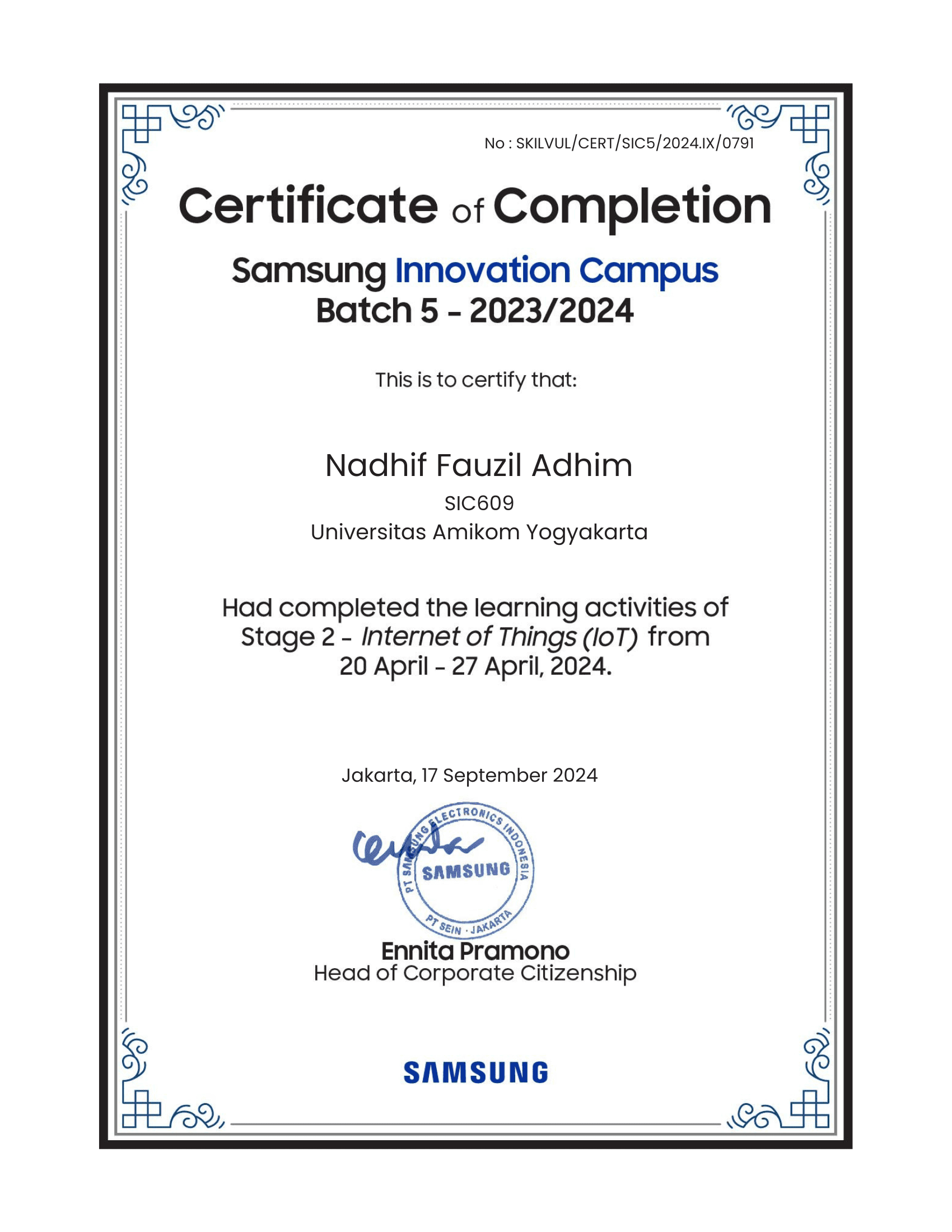 Samsung Innovation Campus Batch 5 AI & IoT Stage 2